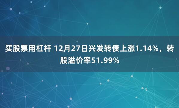 买股票用杠杆 12月27日兴发转债上涨1.14%，转股溢价率51.99%