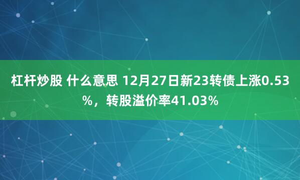 杠杆炒股 什么意思 12月27日新23转债上涨0.53%，转股溢价率41.03%