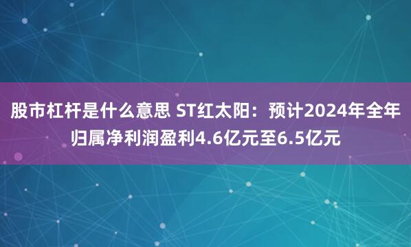 股市杠杆是什么意思 ST红太阳：预计2024年全年归属净利润盈利4.6亿元至6.5亿元