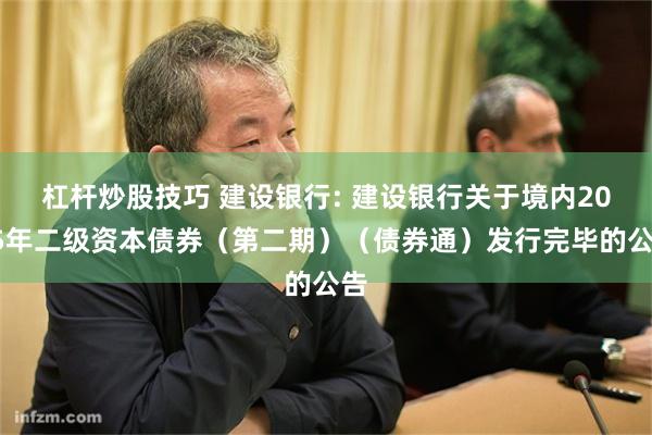 杠杆炒股技巧 建设银行: 建设银行关于境内2025年二级资本债券（第二期）（债券通）发行完毕的公告